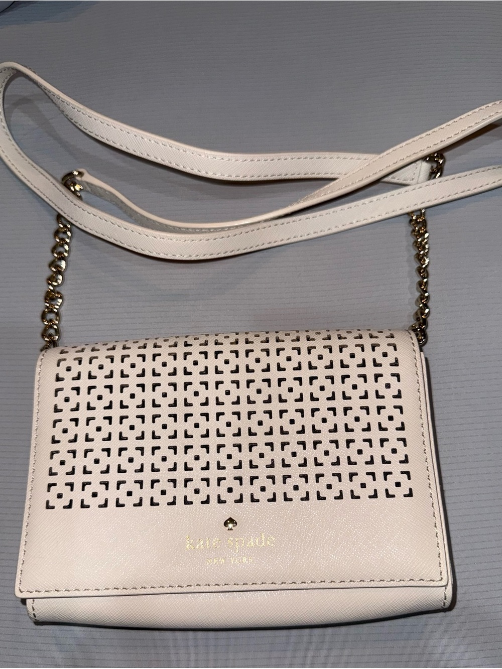 kate spade New York Light Beige Perforated Crossbody Bag